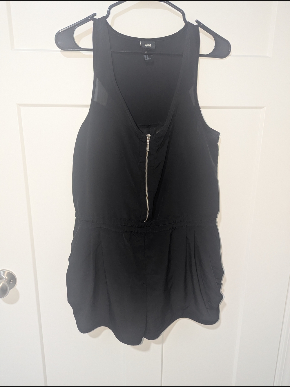 H&M Black Zip-Front Sleeveless Tank Romper